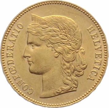 Preview: 20 Franken 1891 B Goldhelvetia aus 900er-Gold – historische Schweizer Goldmünze aus dem Jubiläumsjahr 600 Jahre Eidgenossenschaft, Auflage 100'000 Exemplare.
